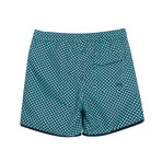 Paris Beach Geo Print Swim Trunks // Teal (L)