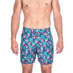 Tom Palm Print Swim Trunks // Teal + Blue (XL)