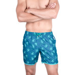 Leonardo Octopus Print Swim Trunks // Teal + Blue (S)