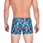 Palm Print Swim Shorts // Teal (S)