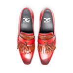 Nerone Exclusive Fringe Moccasin // Calf Crust Red + Coffee (Euro: 47)