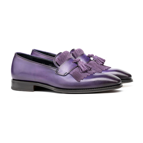 Nerone Exclusive Fringe Moccasin // Calf Crust Violet (Euro: 40)