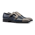 D'Annunzio Double Buckle // Damask Blue + Deco Grey (Euro: 47)