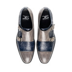 D'Annunzio Double Buckle // Damask Blue + Deco Grey (Euro: 43)