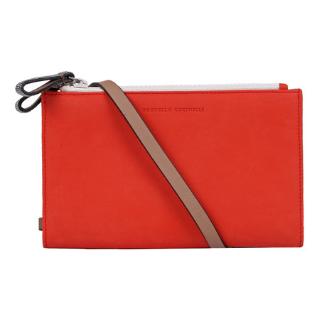 Monili Bead Strap Suede Purse // Red