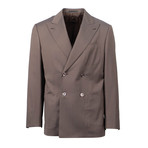 Wool Double Breasted Slim + Trim Fit Suit // Brown (US: 44S)