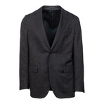 Floral Wool Silk Blend 2 Button Slim Fit Suit // Black (US: 50R)