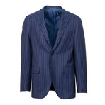 Striped Wool 2 Button Slim + Trim Fit Suit // Blue (US: 44S)
