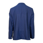 Striped Wool 3 Roll 2 Button Portly Fit Suit // Blue (US: 44S)