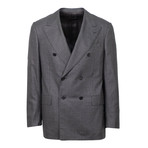 Herringbone Cashmere Double Breasted Slim Fit Suit // Gray (Euro: 44S)