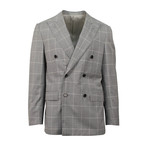 Check Wool Blend Double Breasted Suit // Gray (Euro: 50)