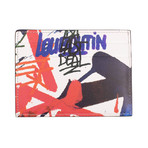 Graffiti Leather Card Holder Wallet // Multi-Color