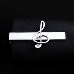 Music Note Tie Clip // Silver