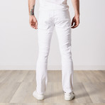 Zipped Moto Jeans // White (30WX30L)