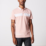 Striped Polo Shirt // Dusty Pink + White (L)