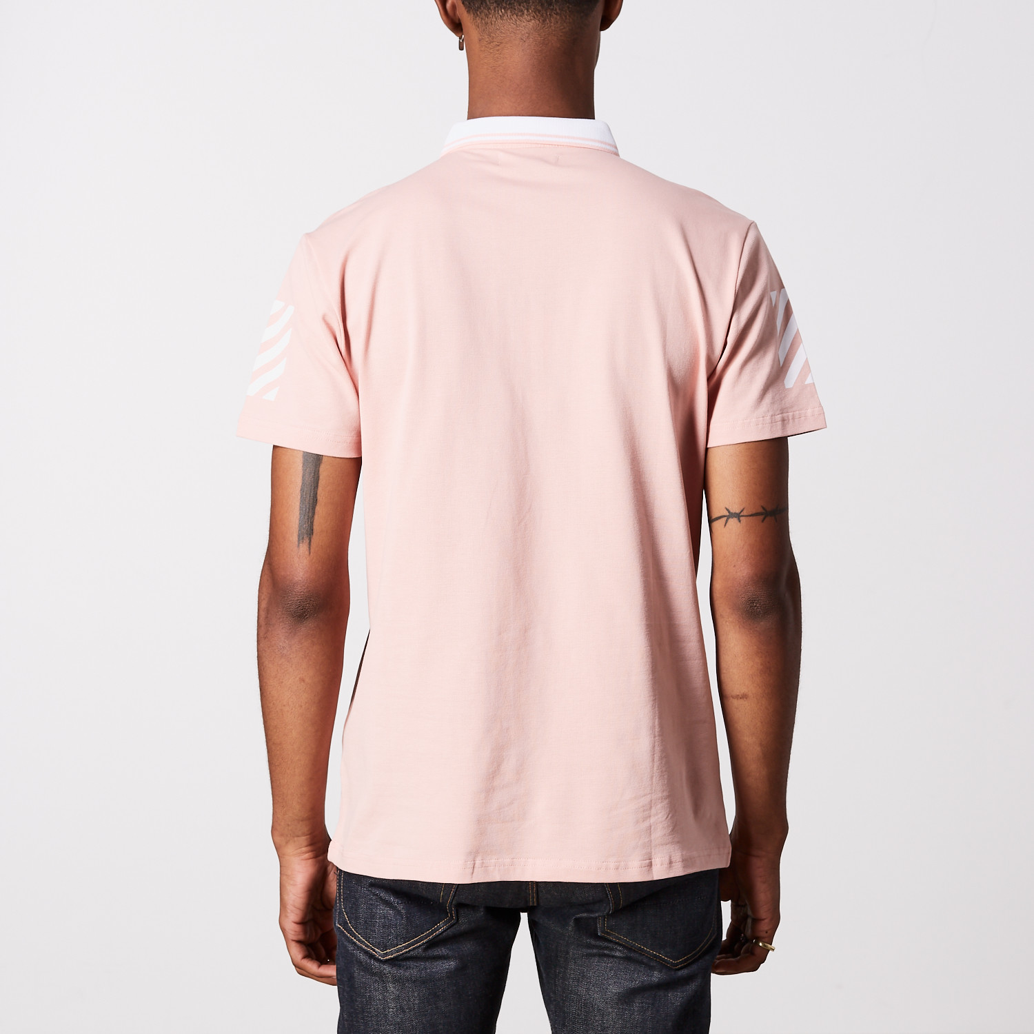 Striped Polo Shirt // Dusty Pink + White (L) - TR Premium - Touch of Modern