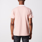 Striped Polo Shirt // Dusty Pink + White (L)