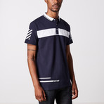 Striped Polo Shirt // Navy + White (XL)