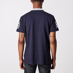 Striped Polo Shirt // Navy + White (L)