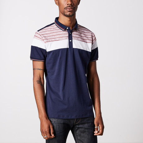 Striped Polo Shirt // Navy (M)