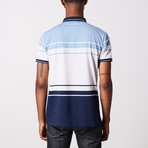 Striped Polo Shirt // Navy + Blue + White (M)