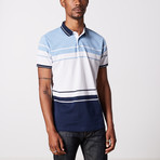 Striped Polo Shirt // Navy + Blue + White (M)