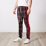 Eugenes Plaid Track Pants // Black + Red (L)