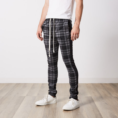 Eugenes Plaid Track Pants // Grey + Black (S)