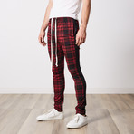 Eugenes Plaid Track Pants // Wine + Black (S)