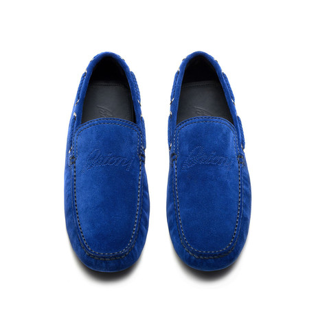 Brioni // Suede Slip On Loafers // Blue (US: 6)