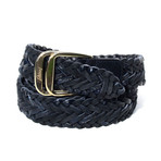 Brioni // Crocodile Skin Braided Leather Buckle Belt // Blue (42)