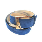 Brioni // Suede Leather Gold Buckle // Blue (40)