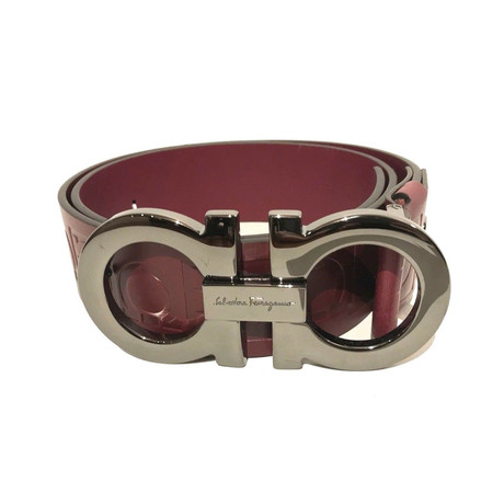 Salvatore Ferragamo // Oversize Gancini Buckle Belt // Burgundy (32)