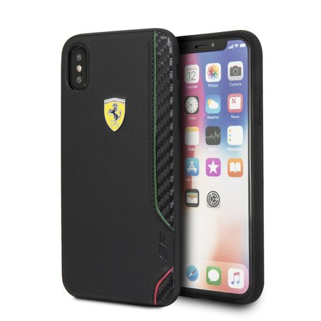 PU Rubber Soft Touch Slim Fit Hard Case // Black + Green + Red Stripes // iPhone X/XS