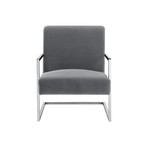 Santana Velvet Accent Chair (Gray + Chrome)