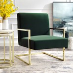 Santana Velvet Accent Chair (Gray + Chrome)