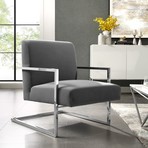 Santana Velvet Accent Chair (Gray + Chrome)