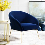 Will Velvet Accent Chair (Navy + Gold)