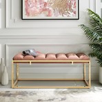Brayson Velvet Bench (Navy + Gold)
