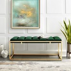 Brayson Velvet Bench (Navy + Gold)