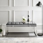 Brayson Velvet Bench (Navy + Gold)