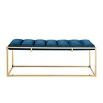 Brayson Velvet Bench (Navy + Gold)