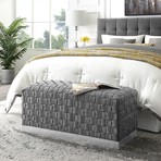 Griffin Velvet Bench (Lilac + Gold)