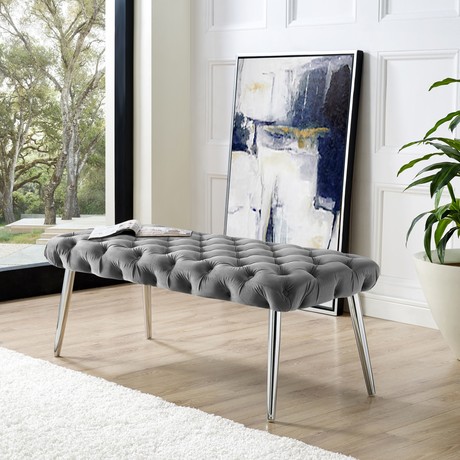 Jilynn Velvet Bench (Lilac + Gold)