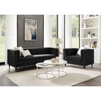 Geoffey Velvet Club Chair (Black + Chrome)