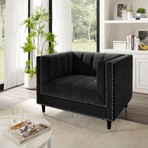 Geoffey Velvet Club Chair (Black + Chrome)
