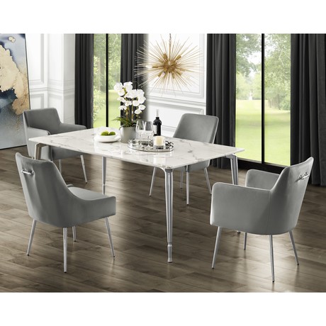 Bridger Dining Table // 70" (White + Gold)