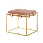 Brayson Velvet Ottoman (Navy + Gold)