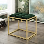 Brayson Velvet Ottoman (Navy + Gold)