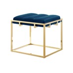 Brayson Velvet Ottoman (Navy + Gold)